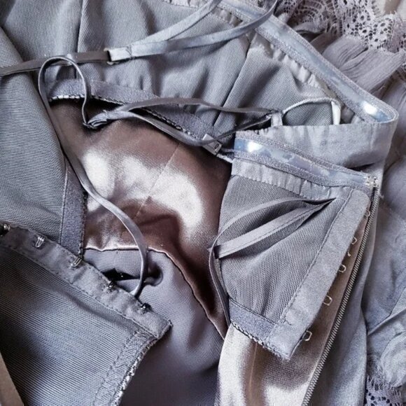 Armani Exchange Black Tiered 100% Silk Dress Sz 8 - Picture 4 of 5